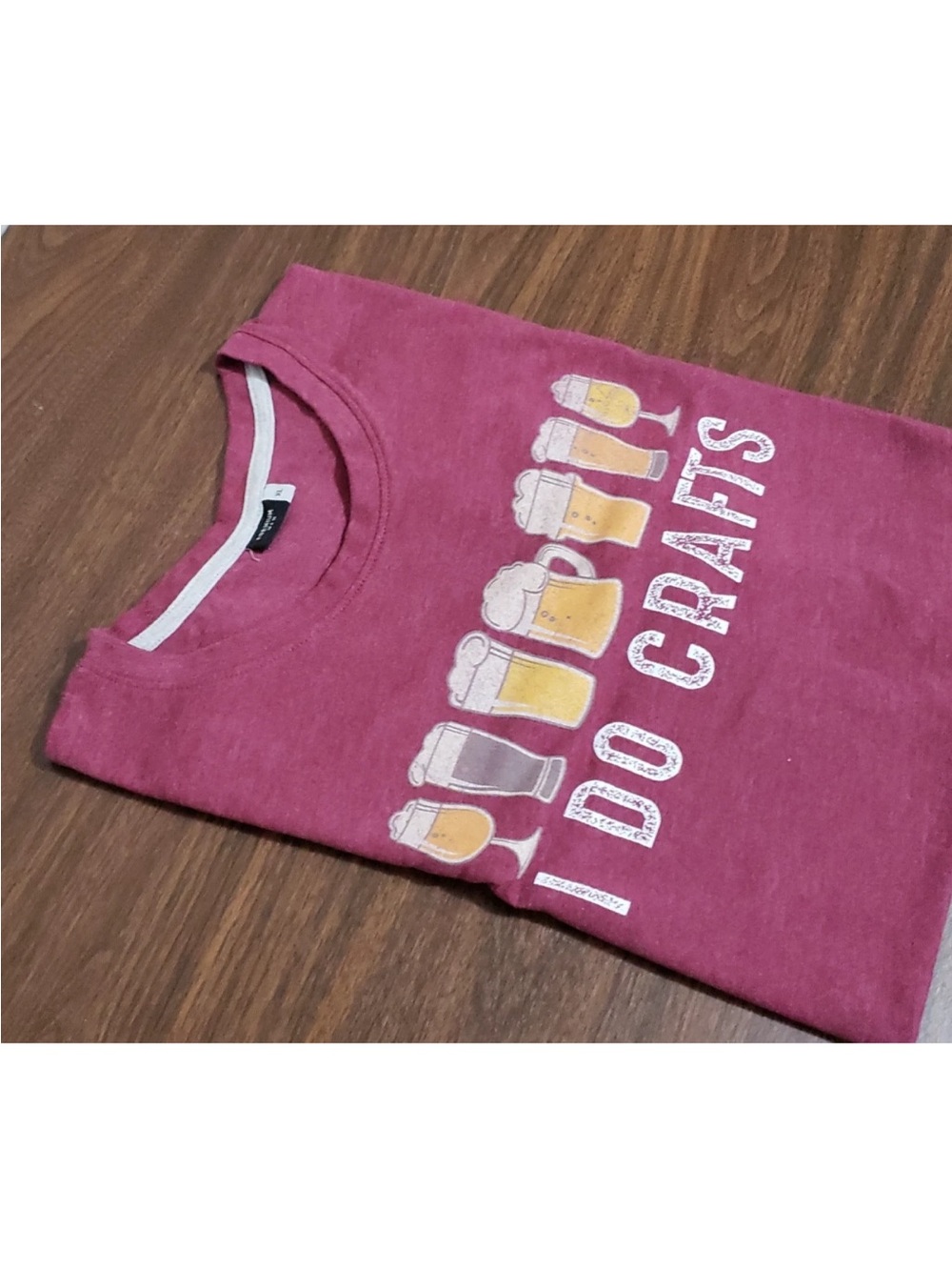 Wine & Beer Graphic Tee in Dark Pink